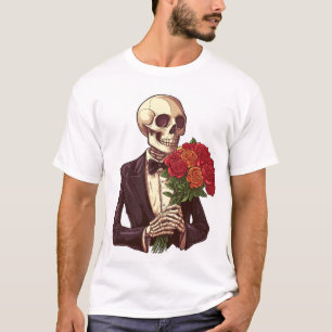 Liefdesbotten Grappig Romantisch Skelet T-shirt