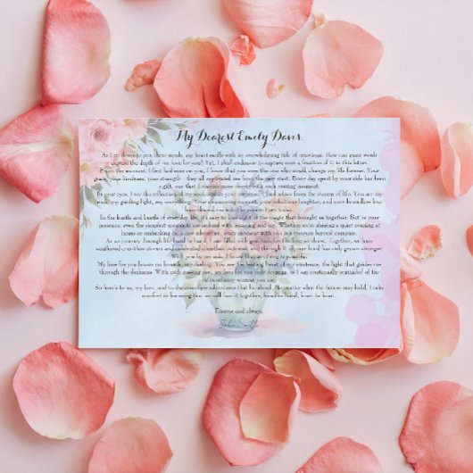 Liefdesbrief aan mijn vrouw notitiekaartje