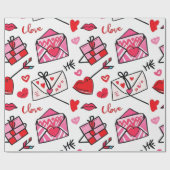 Liefdesbrief Doodles Cadeaupapier (Vlak)