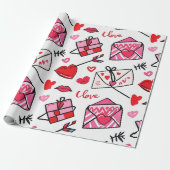 Liefdesbrief Doodles Cadeaupapier (Uitgerold)