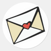 Liefdesbrief met een hart ronde sticker (Voorkant)