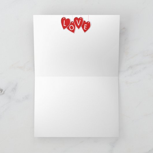 Liefdesbrief met rode harten kaart (Binnen)