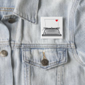 Liefdesbrief op oude schrijfmachine vierkante button 5,1 cm (In situ)