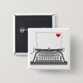 Liefdesbrief op oude schrijfmachine vierkante button 5,1 cm (Voorkant /achterkant)