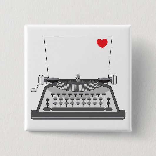 Liefdesbrief op oude schrijfmachine vierkante button 5,1 cm (Voorkant)