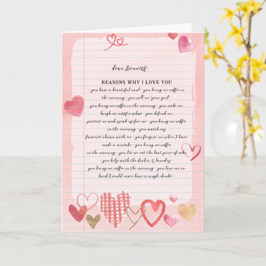 liefdesbrief | Redenen dat ik van je hou Valentijn Kaart (Gele Bloem)