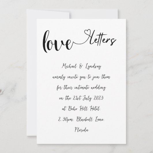Liefdesbrief SimpleInk Handgeschreven Bruiloft Kaart (Voorkant)