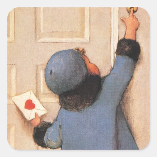  liefdesbrief van Jessie Willcox Smith Vierkante Sticker (Voorkant)