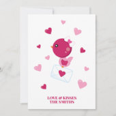 Liefdesbrief Vogel Roze Harten Valentijns Custom Feestdagenkaart (Voorkant)