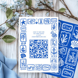 Liefdesbriefjes uit de zee Moderne QR Bruidsdouch Informatiekaartje