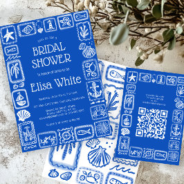 Liefdesbriefjes uit zee Moderne QR Bruidsdouche Informatiekaartje