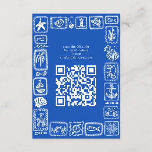 Liefdesbriefjes uit zee Moderne QR-huwelijkscadeau Informatiekaartje (Voorkant)