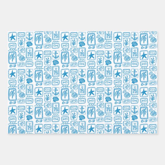 Liefdesbriefjes van het strand Oceaan Modern Aange Inpakpapier Vel (Voorkant 3)