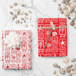 Liefdesbriefjes van het strand Oceaan Modern Aange Inpakpapier Vel