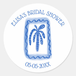 Liefdesbriefjes van Sea Palm Tree persoonlijke bru Ronde Sticker