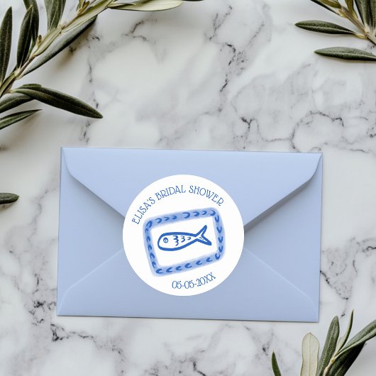 Liefdesbriefjes van Zee Cute Vis MAAK JE EIGEN Bru Ronde Sticker