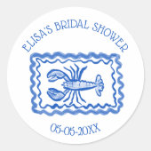 Liefdesbriefjes van Zee Kreeft Aangepaste Bruidsdo Ronde Sticker (Voorkant)