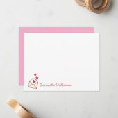 Liefdesbriefkaart voor meisjes notitiekaartje (Voorkant / Achterkant in situ)