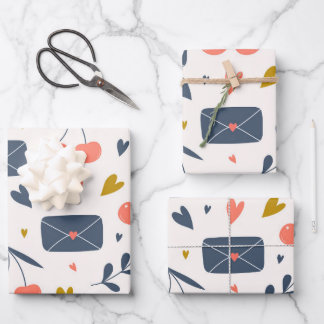 Liefdesbrieven en harten modern minimalistisch inpakpapier vel