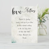Liefdesbrieven Handgeschreven  Blauw Bruiloft Kaart (Staand voorkant)