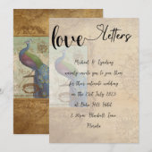 Liefdesbrieven Handgeschreven  Peacock Bruiloft Kaart (Voorkant / Achterkant)