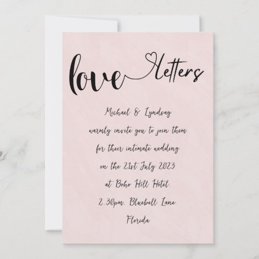 Liefdesbrieven Handgeschreven  Roos Roze Bruiloft Kaart (Voorkant)