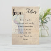 Liefdesbrieven Handgeschreven Vintage Pauw Huwelij Kaart (Staand voorkant)