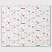 Liefdesbrieven Valentijn Stationery Valetines Day Cadeaupapier (Vlak)