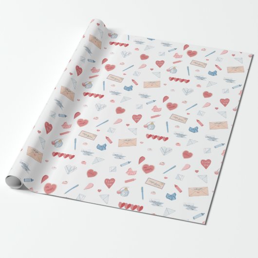 Liefdesbrieven Valentijn Stationery Valetines Day Cadeaupapier (Uitgerold)