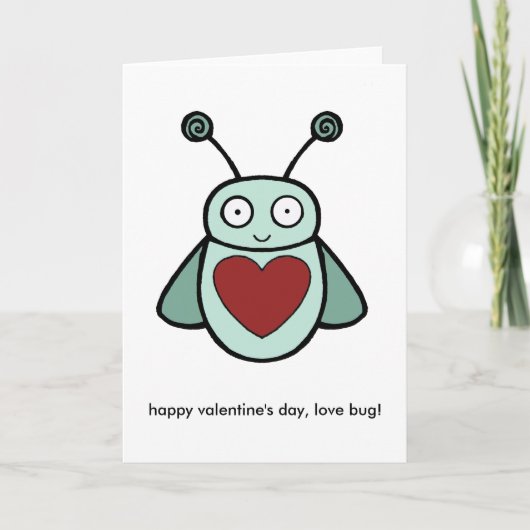 Liefdesbug, gelukkige Valentijnsdag, liefdesbug! Feestdagen Kaart (Voorkant)