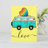liefdesbus feestdagenkaart (Staand voorkant)