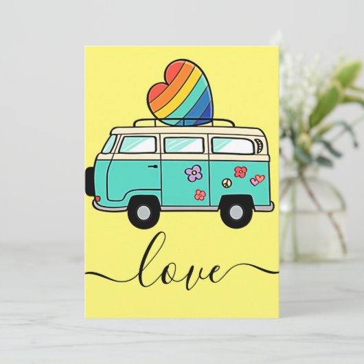 liefdesbus feestdagenkaart (Staand voorkant)