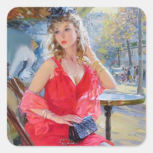 liefdescafé vierkante sticker (Voorkant)