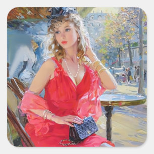 liefdescafé vierkante sticker