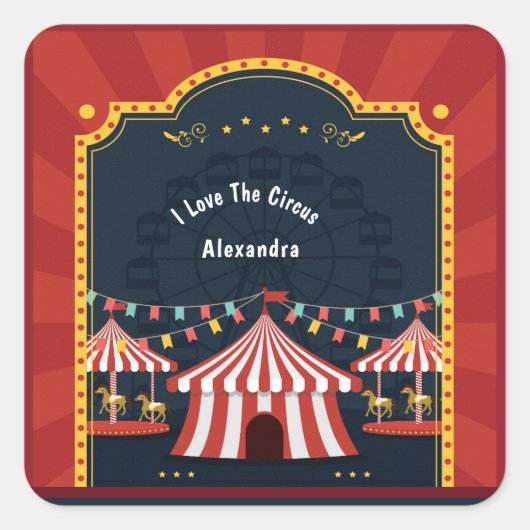  liefdescircus Carnival Red White Blue Vierkante Sticker (Voorkant)