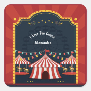  liefdescircus Carnival Red White Blue Vierkante Sticker