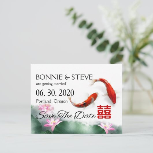 Liefdescirkels | Lotus Koi Double XI Bewaar de dat Aankondigingskaart (Staand voorkant)