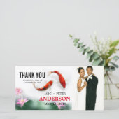 Liefdescirkels | Lotus Koi trouwfoto Dank u Bedankkaart (Staand voorkant)