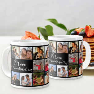 Liefdescitaat 20 vierkante fotocollage Zwart Grote Koffiekop