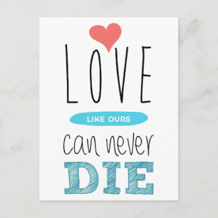 Liefdescitaat Rode Hart Blauwe Liefde Sterft Nooit Briefkaart