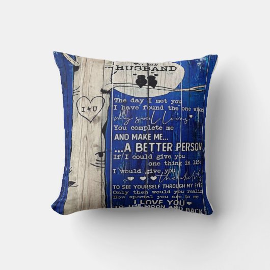 Liefdescitaat voor echtgenoot cadeau-idee, verjaar kussen (Voorkant)