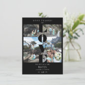 Liefdescitaat Zwarte Trendy Collage Bruiloft 6 Fot Bedankkaart (Staand voorkant)