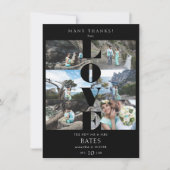 Liefdescitaat Zwarte Trendy Collage Bruiloft 6 Fot Bedankkaart (Voorkant)