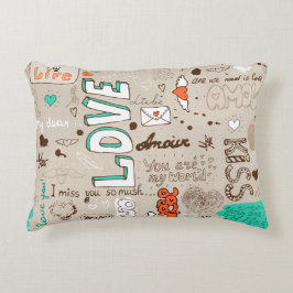 Liefdescitaten Doodle Patroon Accent Kussen