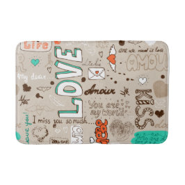 Liefdescitaten Doodle Patroon Badmat