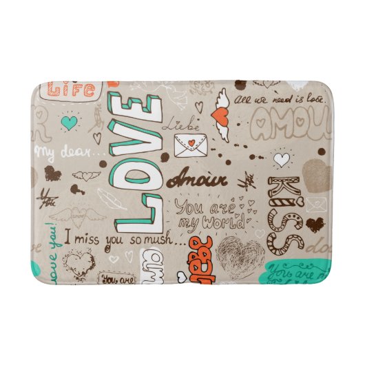 Liefdescitaten Doodle Patroon Badmat (Voorkant)