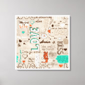 Liefdescitaten Doodle Patroon Canvas Afdruk (Voorkant)