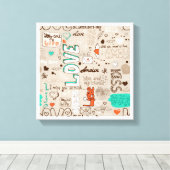 Liefdescitaten Doodle Patroon Canvas Afdruk (Insitu (Houten vloer))