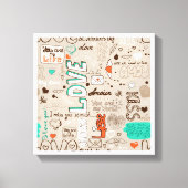 Liefdescitaten Doodle Patroon Canvas Afdruk (Voorkant)