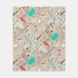Liefdescitaten Doodle Patroon Fleece Deken